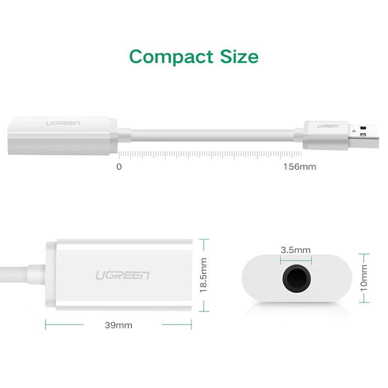 Bộ chuyển đổi âm thanh đầu USB Ugreen sang đầu TRRS 3,5 mm thay thế cho bảng mạch âm thanh 2 trong 1