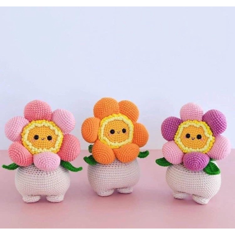 Bình Hoa Nhồi Bông Đáng Yêu Cho Bé - Thú Bông Len Handmade Đan Móc Thủ Công Bằng Tay