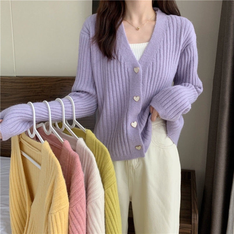 Áo Khoác Cardigan Dệt Kim Tay Dài Thiết Kế Mới Thời Trang Dành Cho Mùa Thu