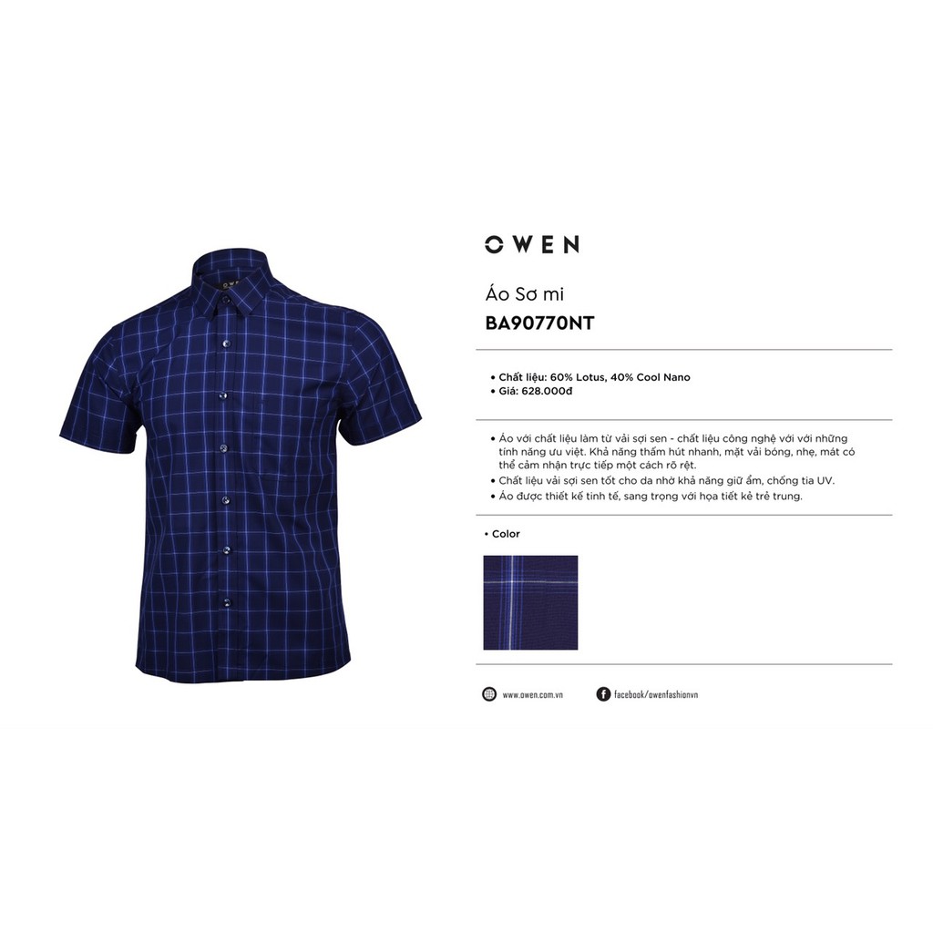 áo sơ mi cộc tay sợi sen owen (lotus) siêu cao cấp BA90770NT | BigBuy360 - bigbuy360.vn