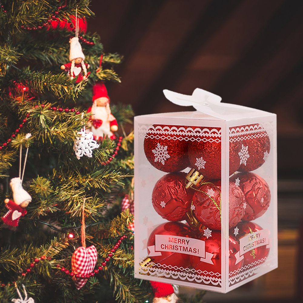 12 trái châu bằng nhựa nhiều màu chống vỡ trang trí cây thông noel tiện lợi