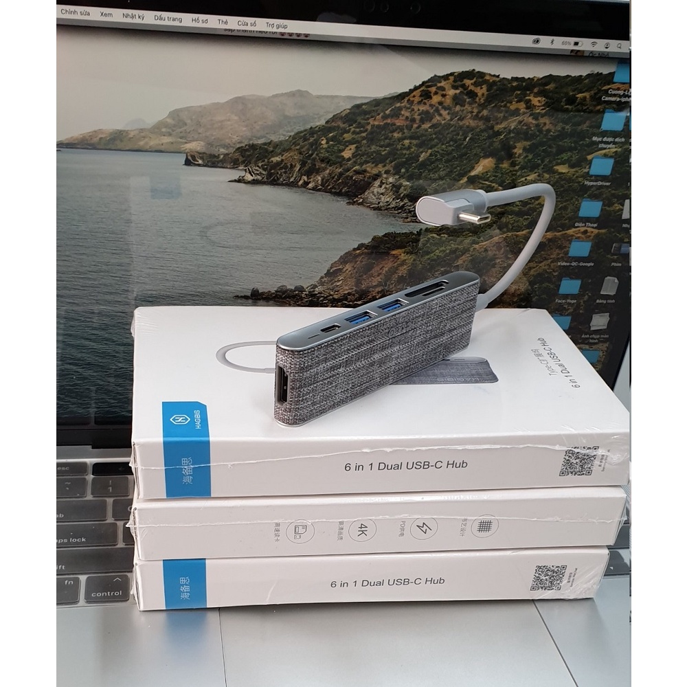 Hub chuyển USB Type C 6in1( HDMI + SD / TF + USB3.0 * 2 + PD ) Chính Hãng HAGiBiS