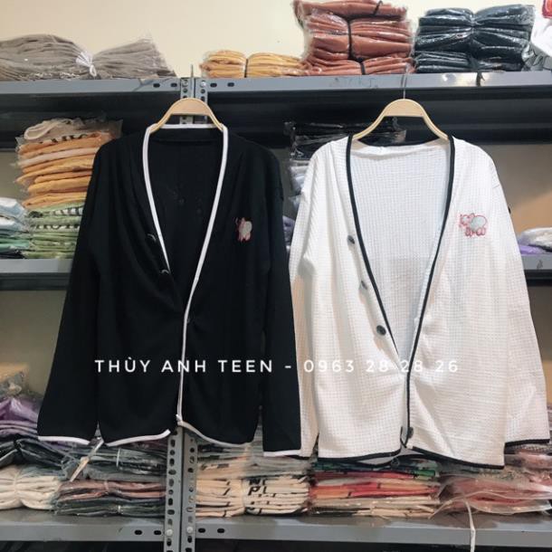Áo Khoác Cardigan, áo cardigan len thêu voi có cúc