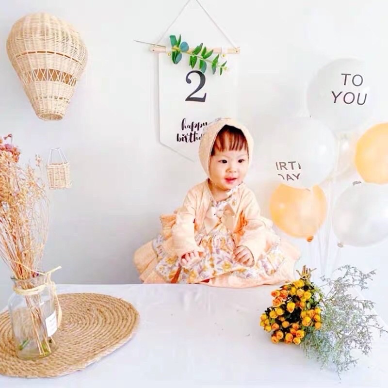 [Tặng Bóng] Banner  Cờ Số  Tuổi Phong Cách Hàn Quốc Trang Trí Sinh Nhật