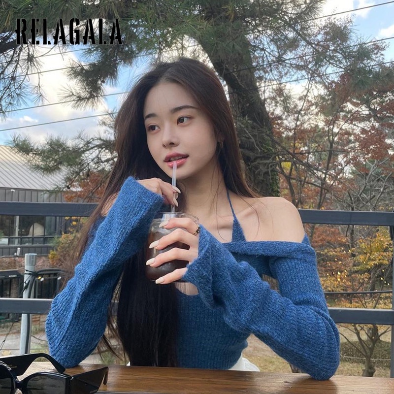 Áo Dệt Kim Trễ Vai Màu Sắc Đơn Giản Quyến Rũ Dành Cho Nữ