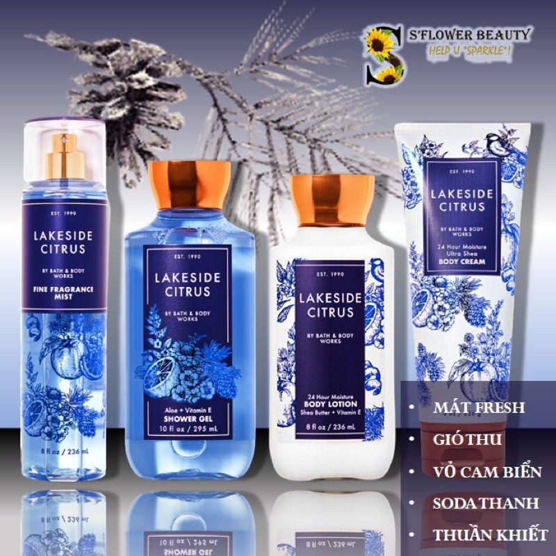 FALL 2020 | LAKESIDE CITRUS | Bộ Sản Phẩm Gel Tắm -  Dưỡng Thể - Xịt Thơm Toàn Thân Bath & Body Works | BigBuy360 - bigbuy360.vn