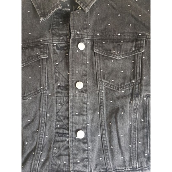 ÁO KHOÁC JEAN ĐEN CHẤM BI