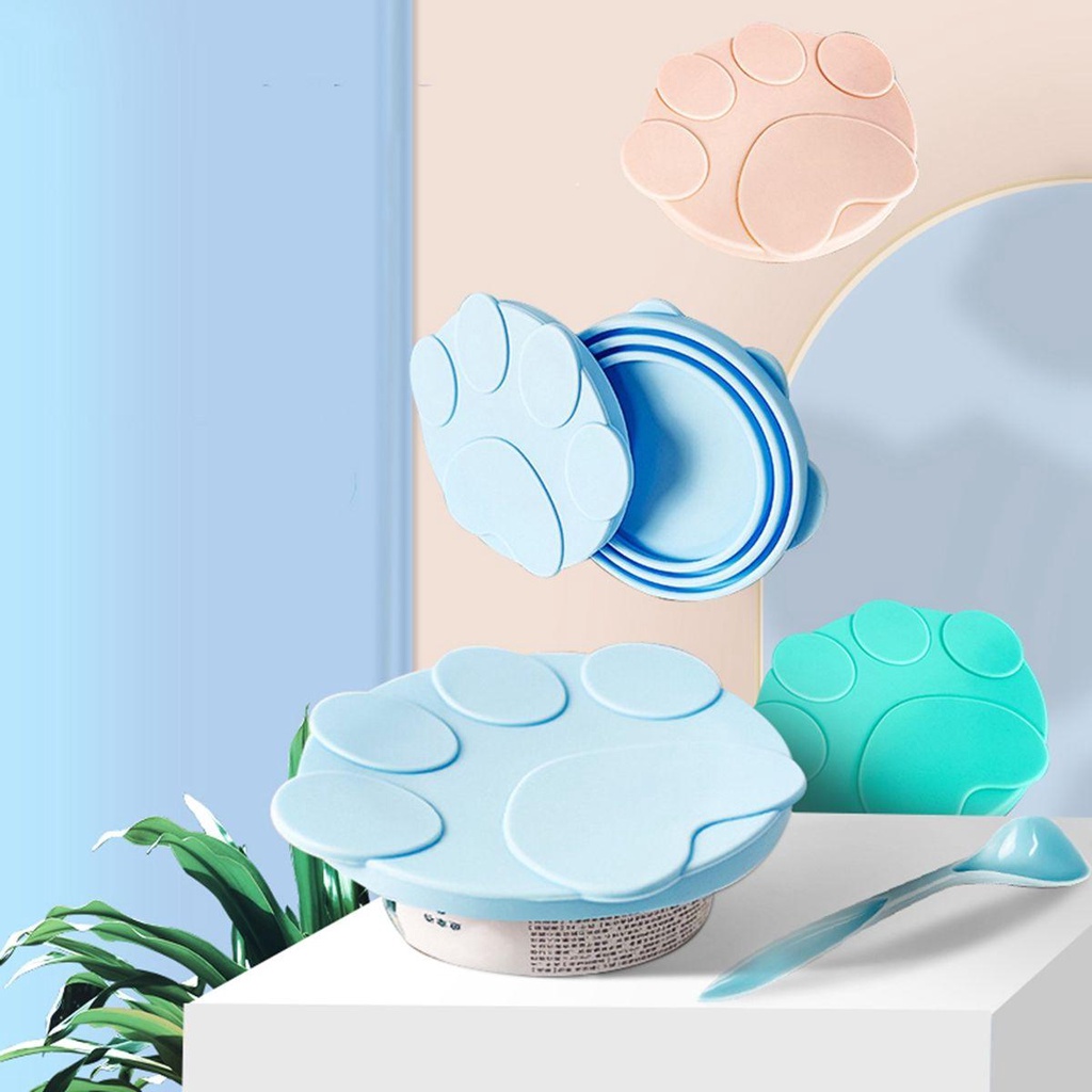 YIYU 1 Nắp Đậy Hộp Thiếc Bằng Silicon Có Thể Tái Sử Dụng Kèm Muỗng Ốp
