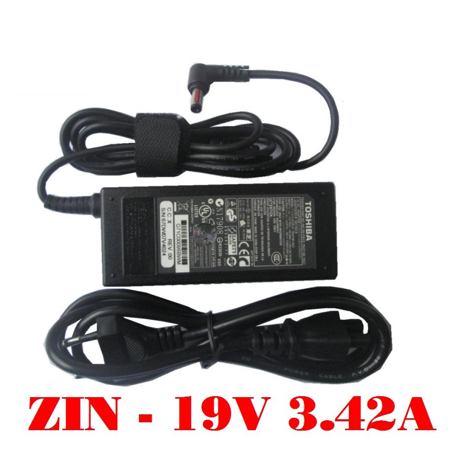 Sạc Laptop Toshiba 19V – 3.42A - 65W Adaper NEW Kèm Dây Nguồn - Bảo hành 12 tháng