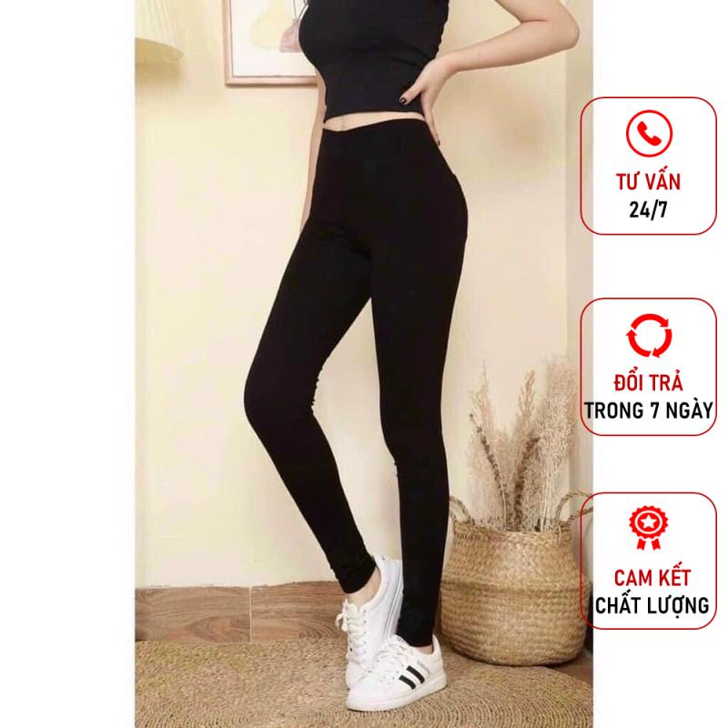 Quần legging nữ dài cạp cao nâng mông cuộn tím vải cotton co giãn Q036