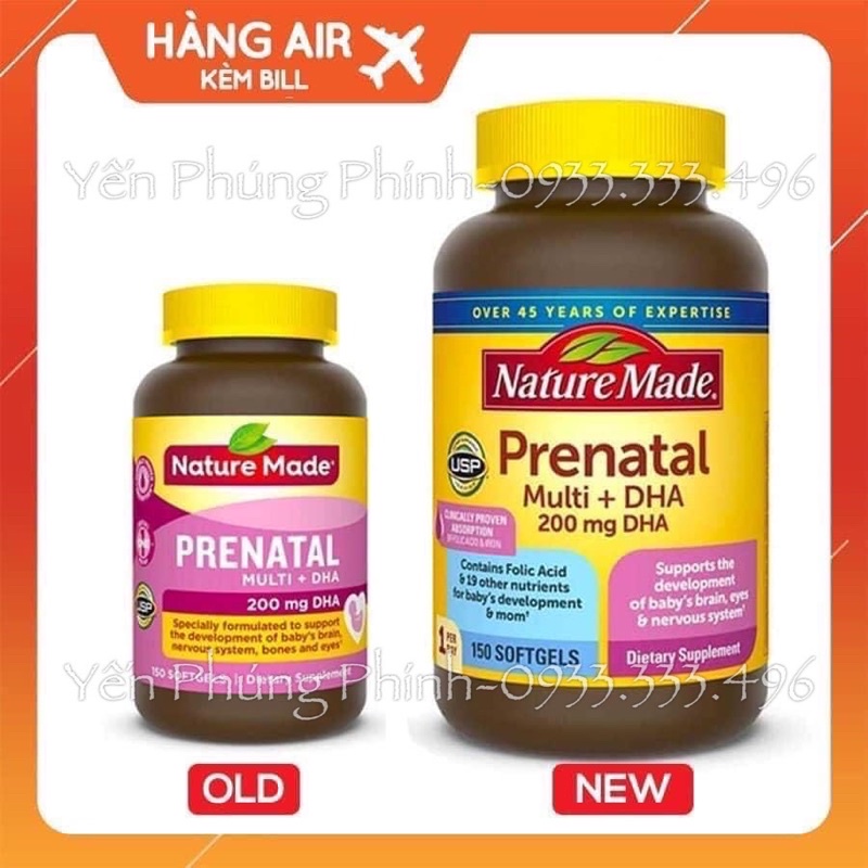 VIÊN UỐNG BỔ BẦU NATURE MADE-PRENATAL MULTI + DHA { Tuyển sỉ ctv zalo 0967.663.696 }