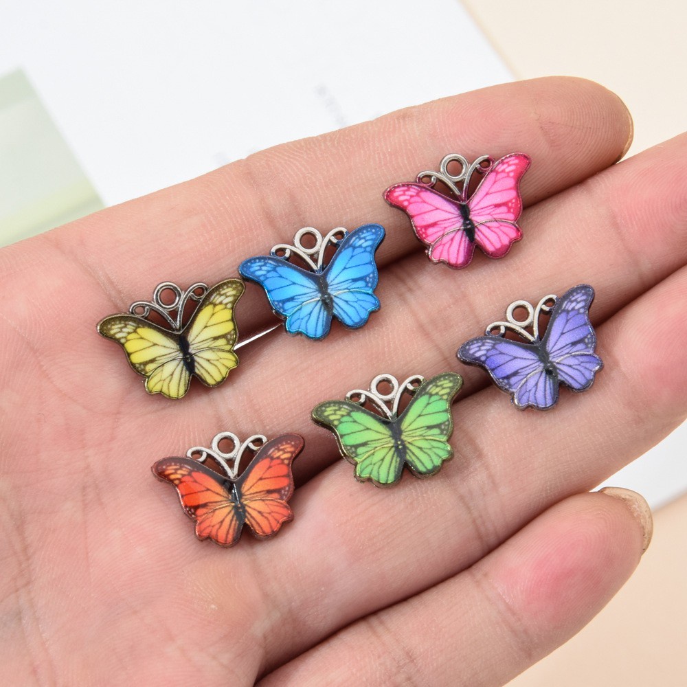 MIHAN1 10PCS Gift Cute Animal Charms Alloy Jewellery Making Butterfly Pendant Fashion Multicolor Enamel DIY Accessories Handmade Necklace Earring Crafting/Multicolor