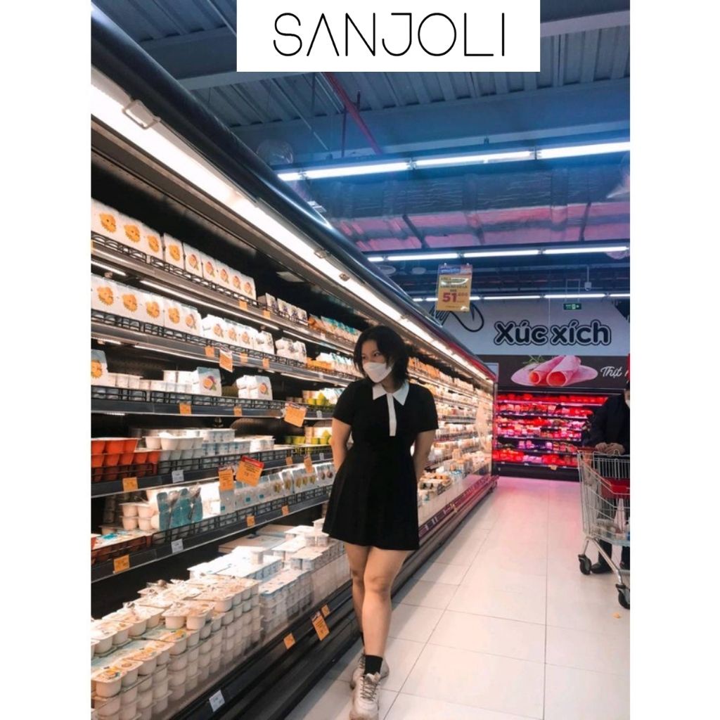 Đầm Bigsize Dự Tiệc SANJOLI Đầm Bigsize  Công Sở Ôm Eo Thiết Kế Cổ Sơ Mi Trắng Vải Thun Đi Học Mùa Tết VD024