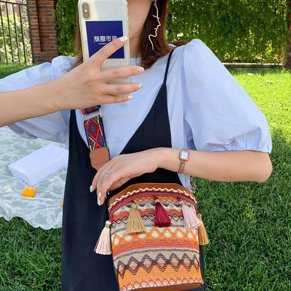 FORBETTER Túi Xách Đeo Vai Cỡ Lớn Họa Tiết Hình Học Đơn Giản Phong Cách Bohemian