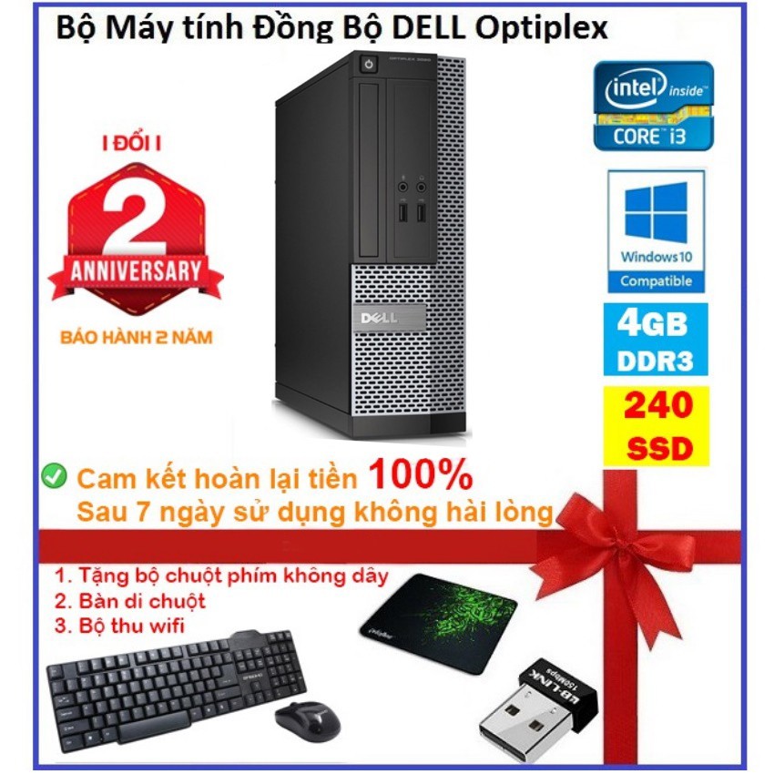 Case máy tính để bàn đồng bộ DEL CPU i3 4130 - RAM 4GB - SSD 240GB - SSD 120GB | BigBuy360 - bigbuy360.vn