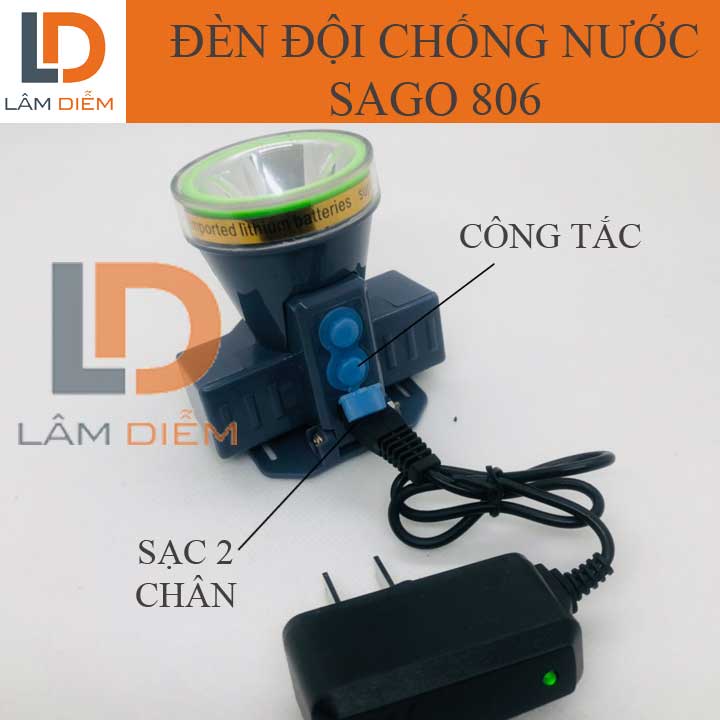 ĐÈN PIN SẠC ĐỘI ĐẦU SIÊU SÁNG CHÔNG NƯỚC T21 - SAGO 806