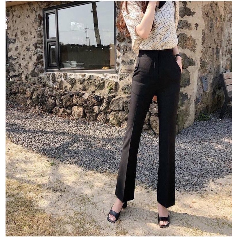 Quần ống loe nhẹ dáng cộc - basic Hàn quốc [Ảnh thật có ở cuối-shop tự chụp] | BigBuy360 - bigbuy360.vn