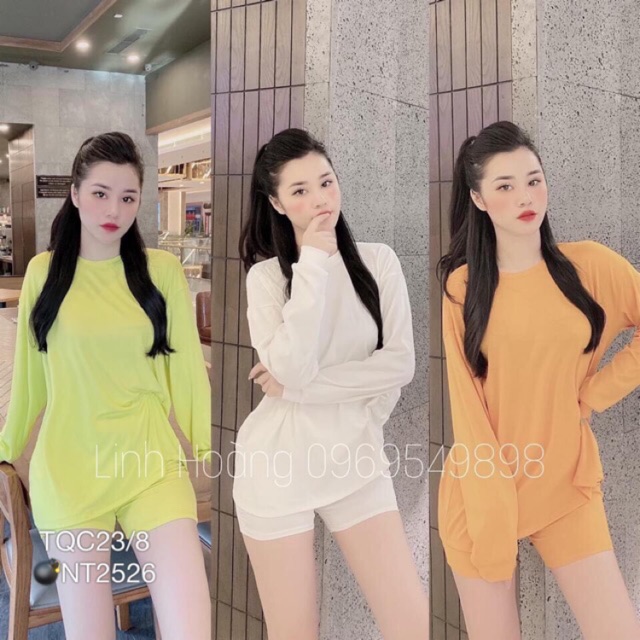 SET QUẦN SHORT ÁO THUN TRƠN TAY DÀI