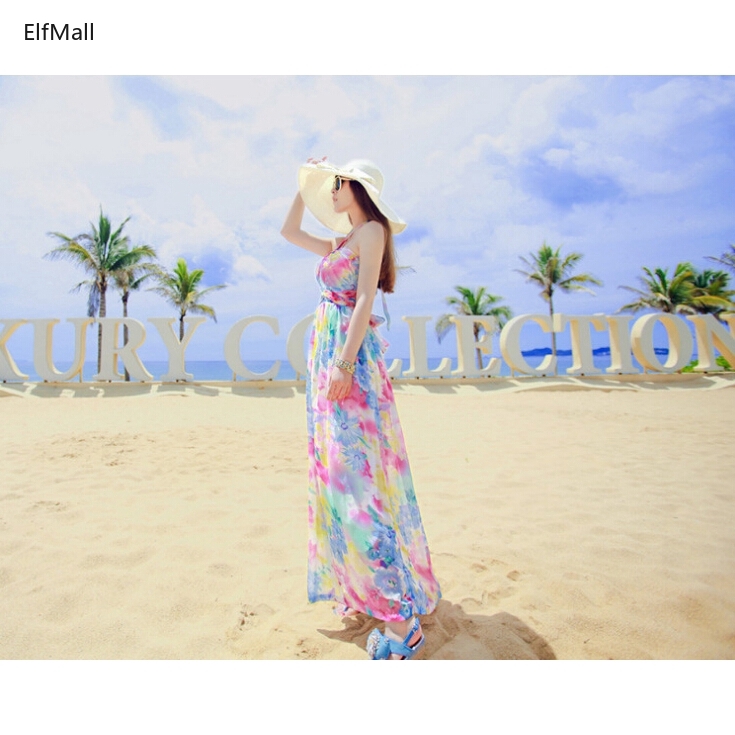 Đầm dài hai dây đi biển vải voan gợi cảm họa tiết hoa phong cách Bohemian thời trang mùa hè dành cho bạn nữ | BigBuy360 - bigbuy360.vn