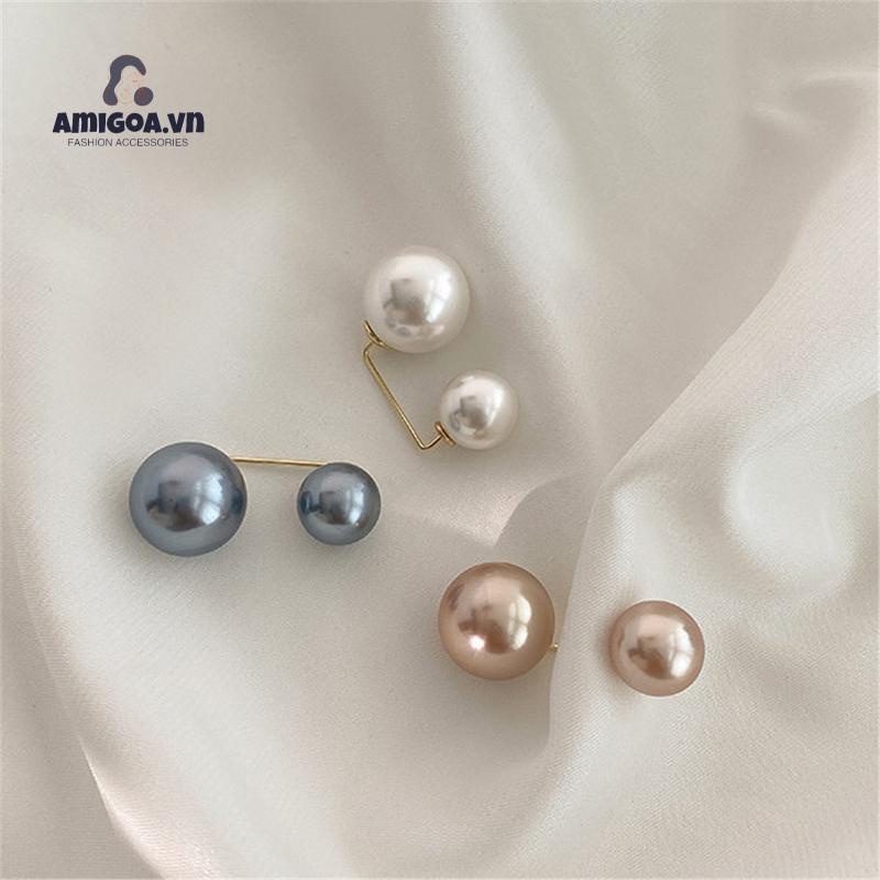 ✨✨TRÂM KẸP GHIM CÀI CỔ ÁO ĐÍNH HẠT NGỌC TRAI NHÂN TẠO TRẮNG ĐEN