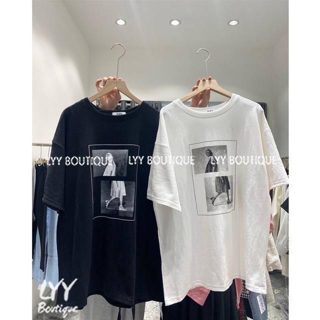 Áo phông nữ in hình cô gái form rộng 5 màu hot hit, Áo thun chất cotton Quảng Châu LYY BOUTIQUE