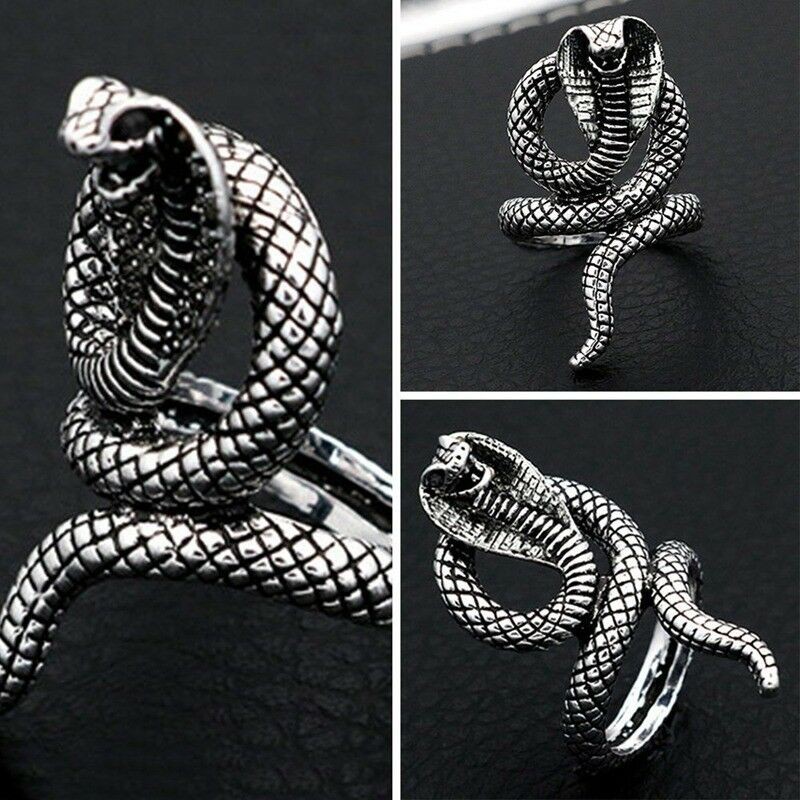 Nhẫn inox tạo hình con rắn độc đáo theo phong cách gothic punk thời trang unisex