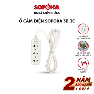 Ổ cắm điện đa năng thông minh Sopoka chịu tải 1200W 3B 3C chống va đập, chịu nhiệt, nhỏ gọn, an toàn