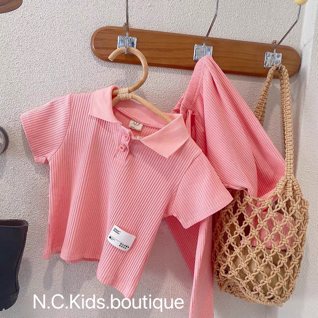 Bộ bé gái len tăm cổ bẻ quần dài ống xuông 4 mầu SIZE đại 20-32kg XHN1047