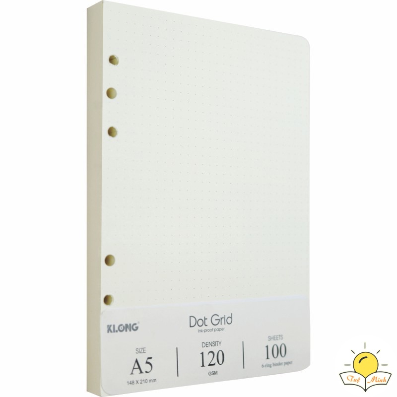 Ruột sổ còng giấy chấm tròn Dot Grid A5 100 tờ Klong, giấy sổ còng Klong MS 997