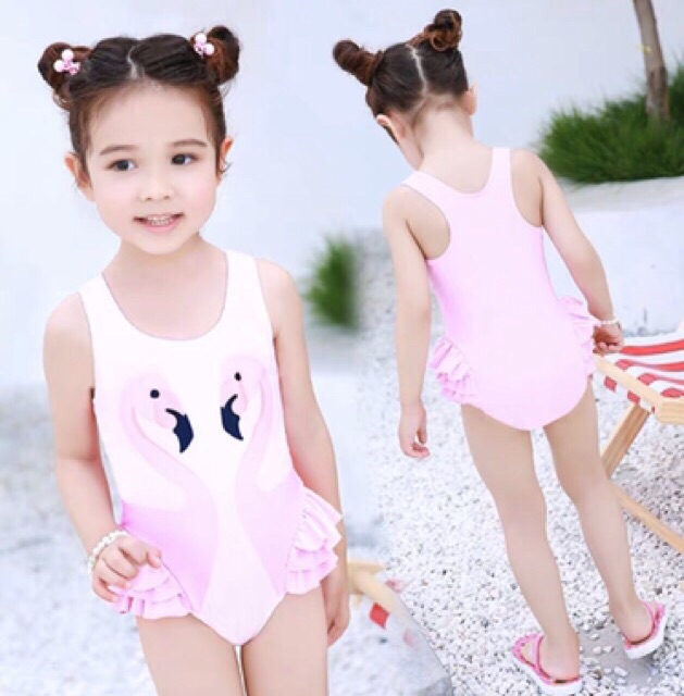 (hàng có sẵn) Đồ bơi liền thân bé gái BG33 sz 8-28kg bộ bơi bikini cho bé hình hạc siêu dễ thương BG35 BG36 (hàng QC)