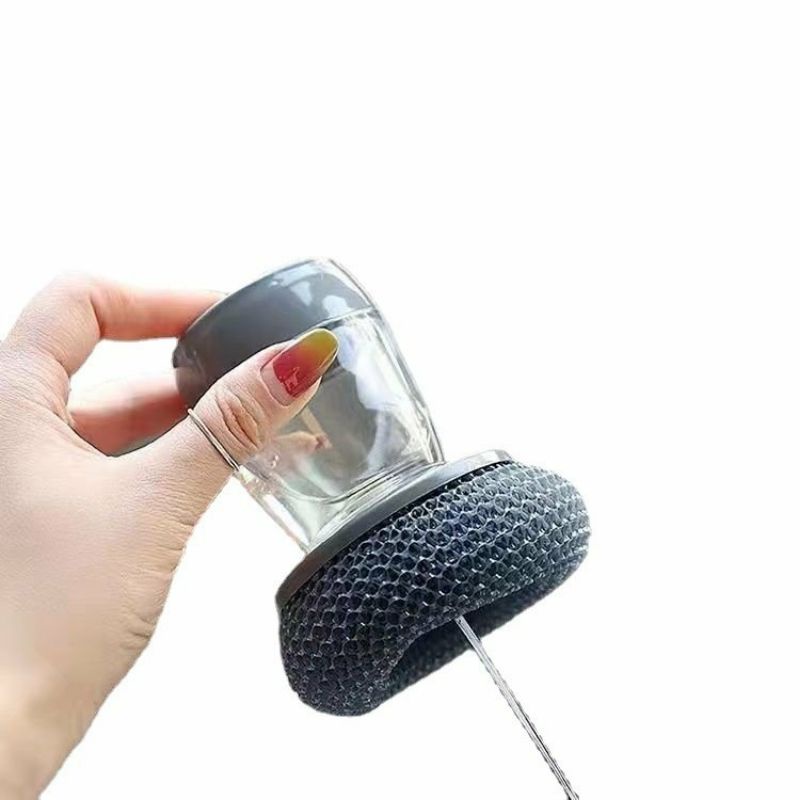Cọ rửa xoong nồi có bình chứa xà phòng dạng nhấn tiện lợi