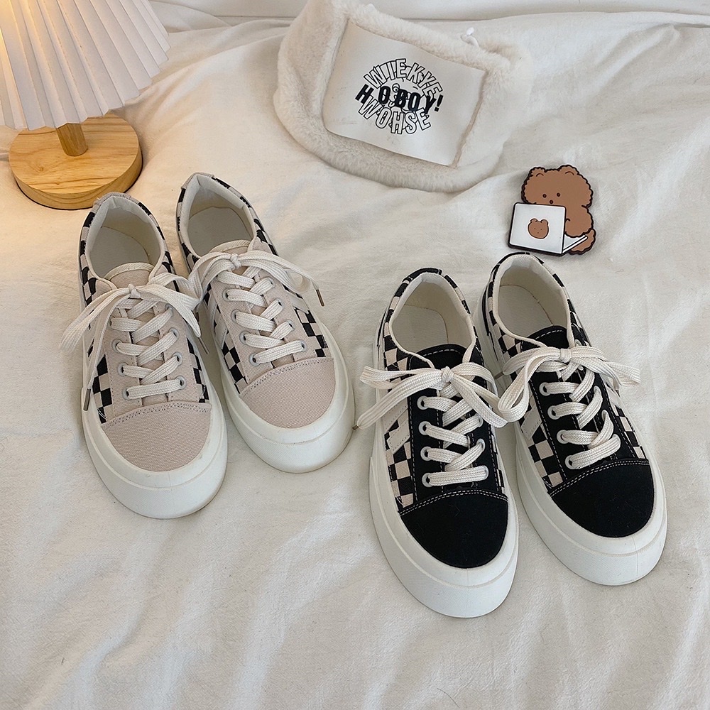 Giày thể thao nữ SIÊU HOT, Mẫu sneaker Nam Nữ Unisex Cao Cấp họa tiết caro, nâng đế 3,5cm SIÊU ĐỈNH