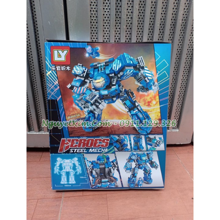Lego Marvel Lắp Ráp Xếp Hình Mô Hình Robot Hulkbuster Iron Man Xanh MK38 602 Khối LY76020