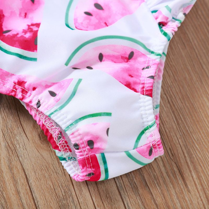 Bộ Đồ Bơi Một Mảnh Phối Bèo Họa Tiết Da Báo / Dưa Hấu Dễ Thương Cho Bé Gái