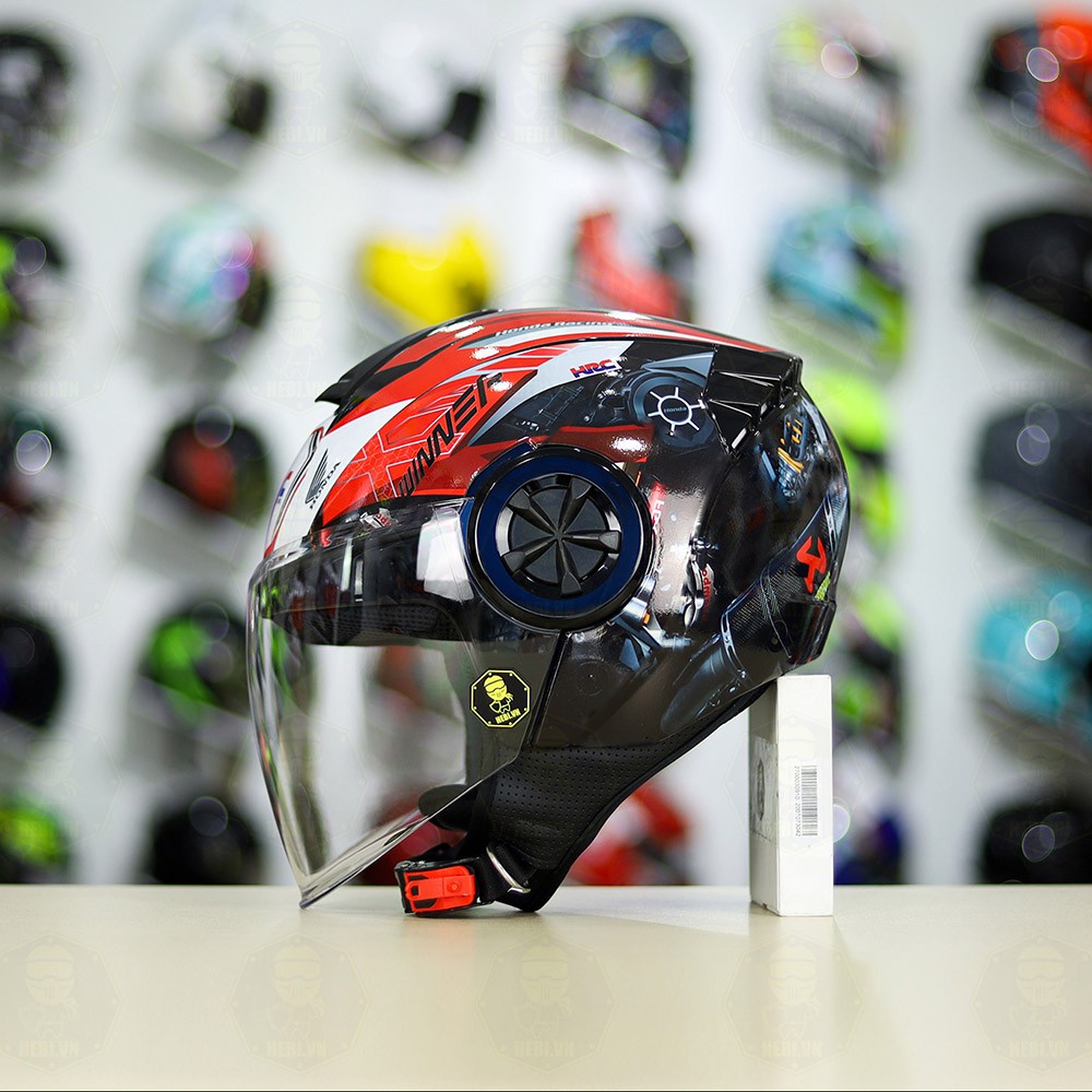 Mũ Bảo Hiểm 3/4 ROC 06 Đen Bóng Lên Tem Decal Honda Winner - Helmets 4U