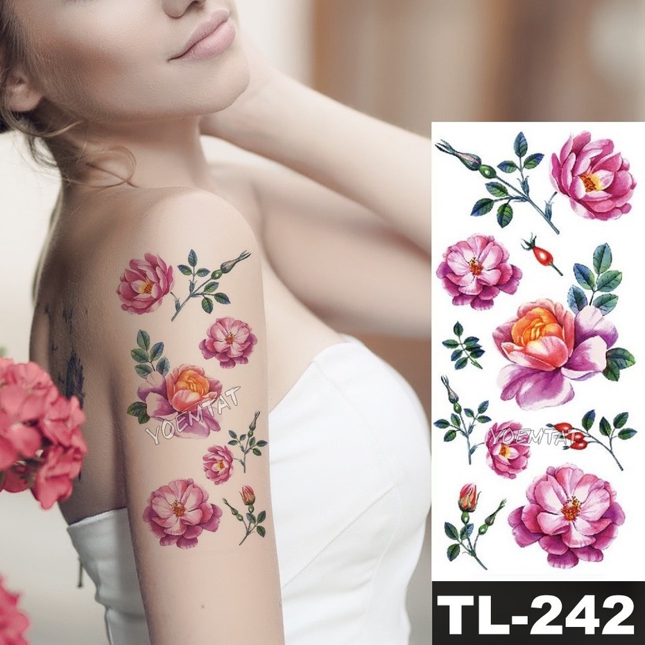 Hình Xăm Tạm Thời Hình Hoa Hồng 3D Chống Thấm Nước Độc Đáo