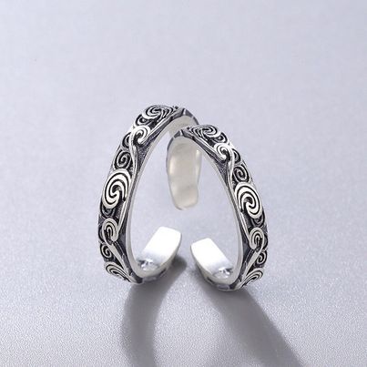 Nhẫn Nam Hình Vân Mây Cloudy Ring Merin Accessories Thời Trang Basic Màu Bạc Đẹp Cao Cấp - Nhẫn Nam Thép Titan Không Gỉ