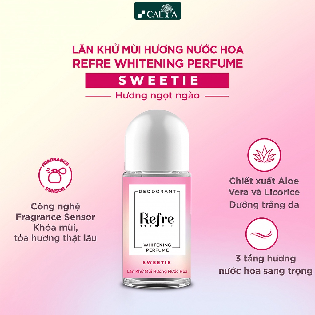 Lăn Khử Mùi Refre Hương Ngọt Ngào, Dưỡng Trắng, Hương Nước Hoa - Refre Whitening Roll-on 40ml