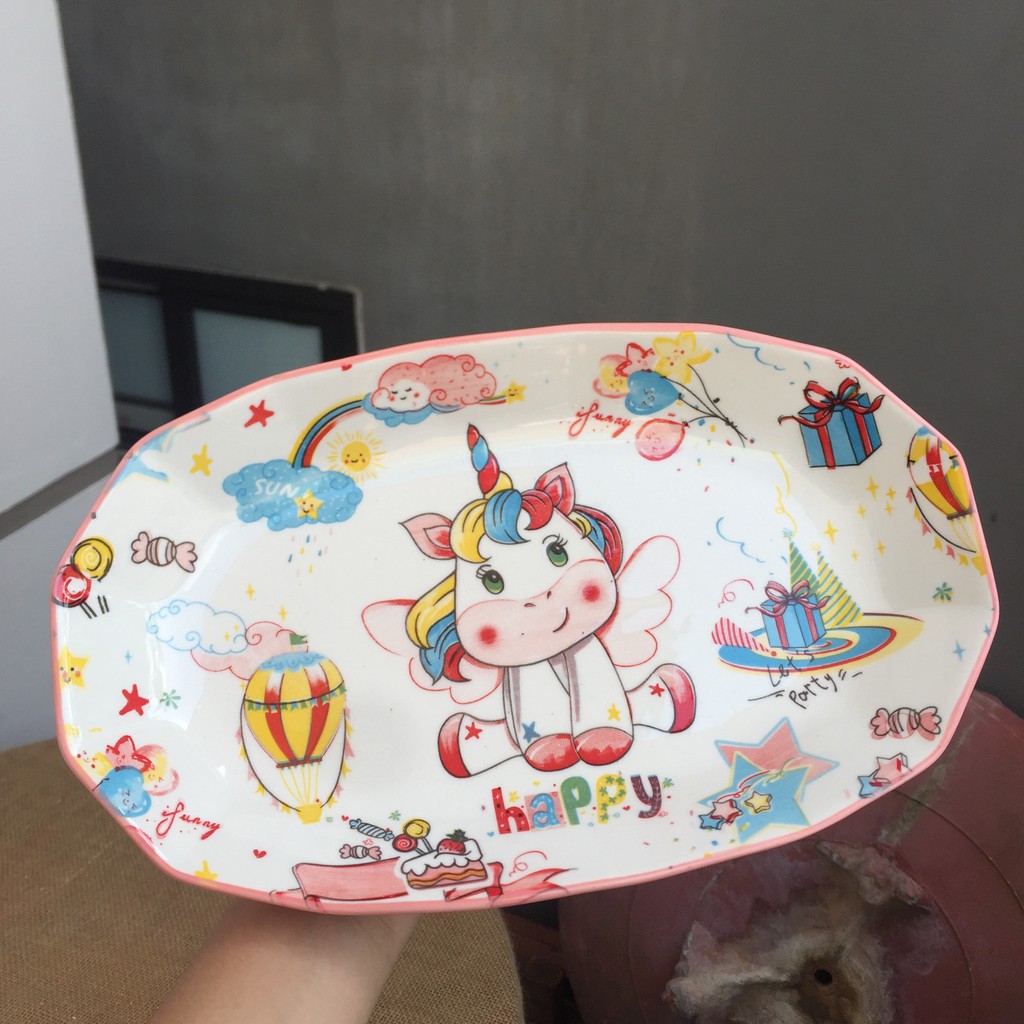 Set Bát Ăn Cơm Bộ Bát Đĩa Sứ🦄🦄🦄 Pony Hồng🦄🦄🦄 Dễ Thương Decor Chén Dĩa Cute Cao Cấp B92