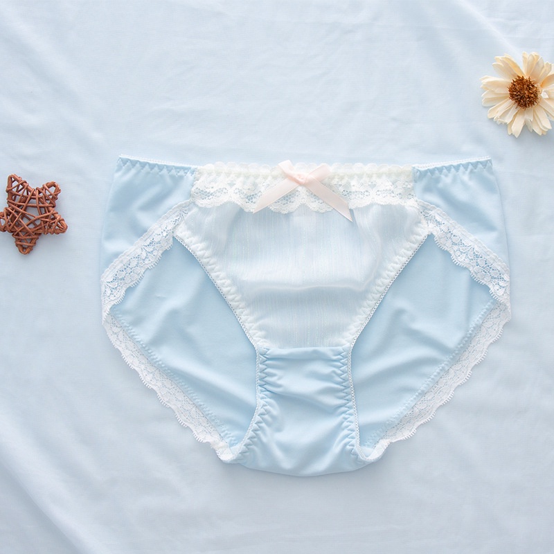 Quần Lót Cotton Lưng Thấp Phối Ren Quyến Rũ Cho Nữ Kiểu Nhật Bản