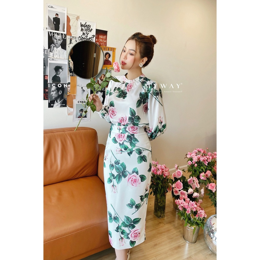 Chân váy Bút Chì Nữ MY WAY Dáng Dài In Họa Tiết Cao Cấp 6MCOB0324