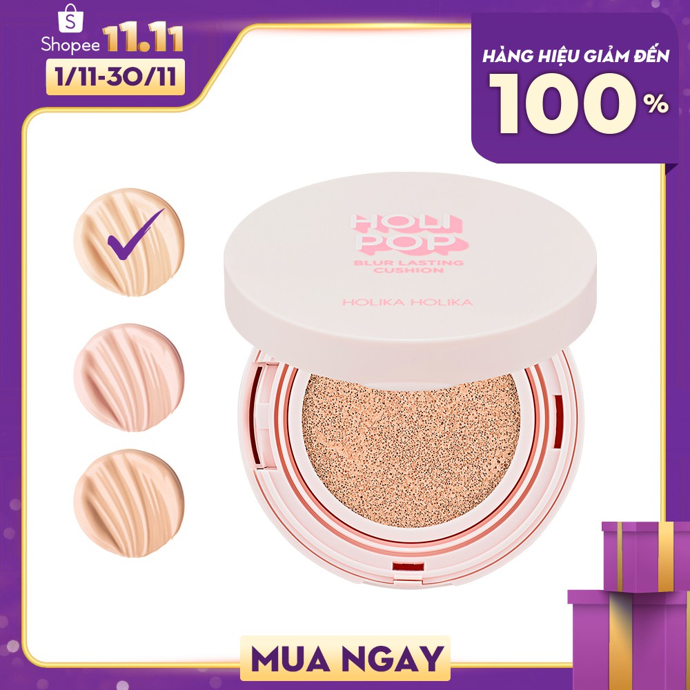 Phấn nước che khuyết điểm dưỡng da Hàn Quốc Holika Holika Holi Pop cấp ẩm lâu trôi chống thấm SPF50+ PA+++ 28g