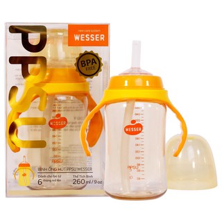 [CHÍNH HÃNG] Bình ống hút wesser ppsu cao cấp 260ml 2 chức năng