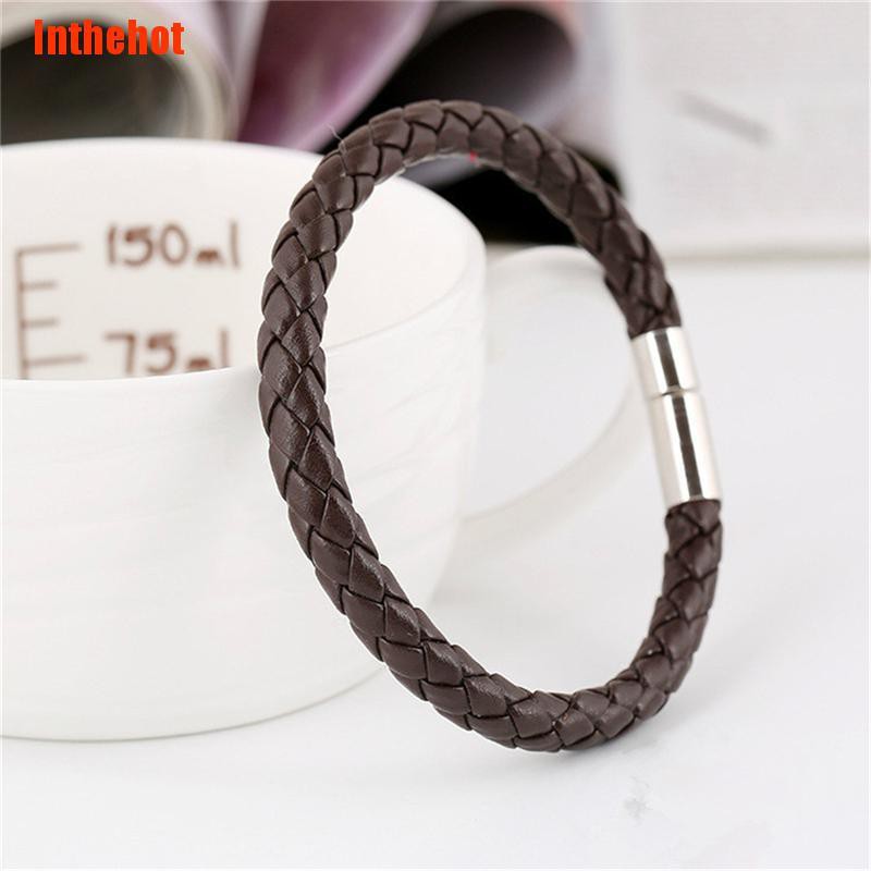 Vòng Tay Da Với Khóa Nam Châm Cá Tính Cho Nam Nữ