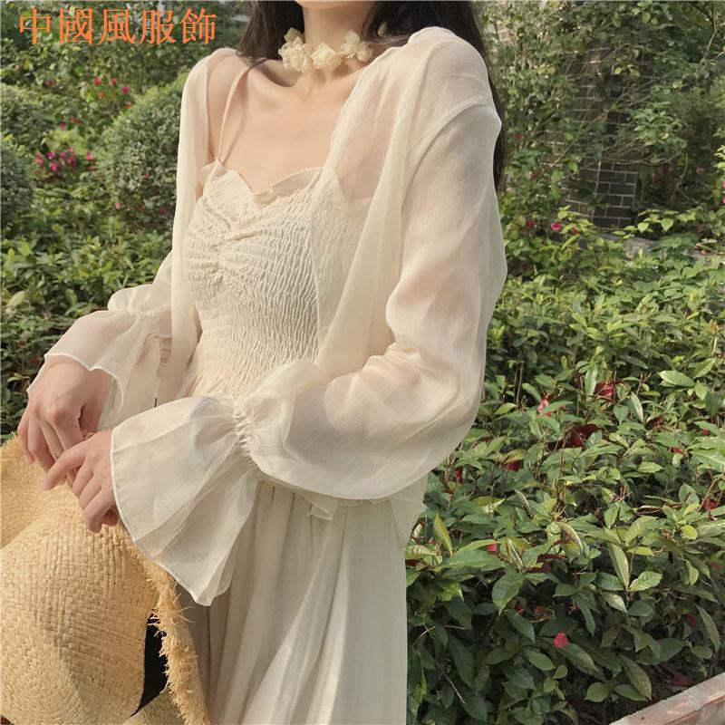 Áo Khoác Voan Mỏng Dáng Ngắn Tay Loe Phong Cách Retro | BigBuy360 - bigbuy360.vn