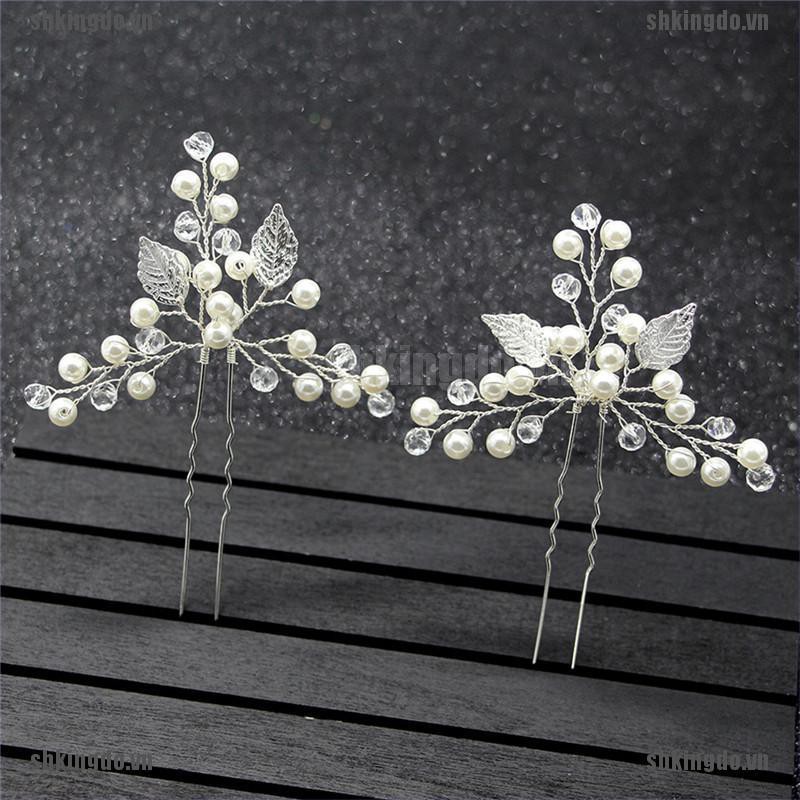 Trâm cài tóc hình hoa đính kim cương giả xinh xắn cho cô dâu
