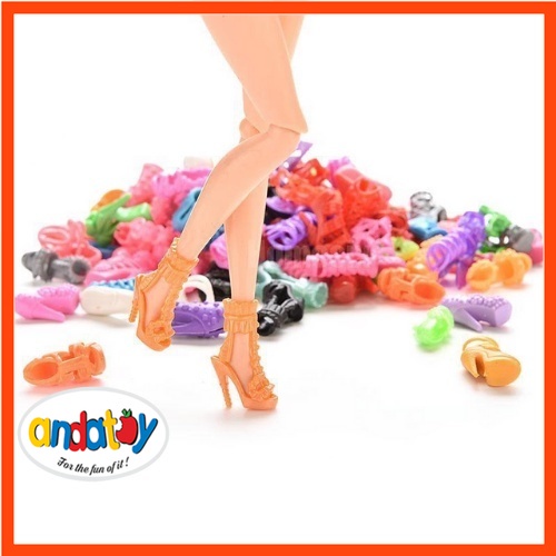 Phụ kiện búp bê set 10 đôi giày cao gót đồ chơi dành cho búp bê barbie 30cm  ANDATOY AD911