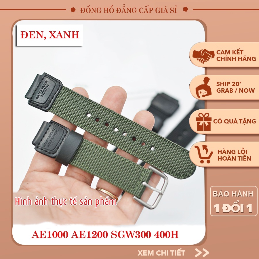 Dây đồng hồ vải dù cho đồng hồ Casio Ae-1200Wh / Sgw-300H / 400 / Aq-S810W SIZE 18MM