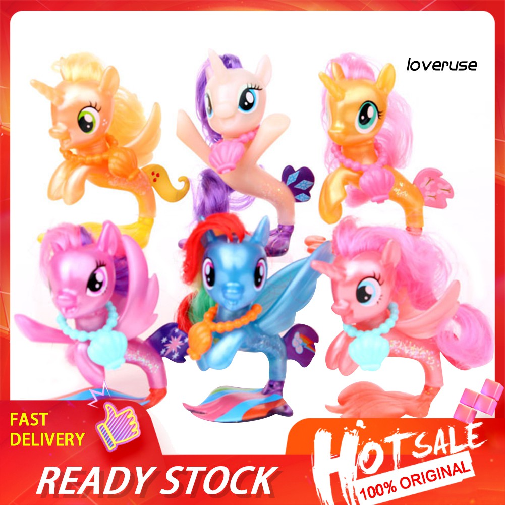 Kẹp Tóc Thiết Kế Đơn Giản Tiện Dụng♧Set 6 Đồ trang trí Nhân Vật Phim Hoạt Hình My Little Pony