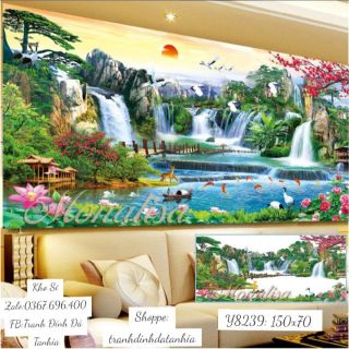 Tranh đính đá phong cảnh y8239: 150 x 70cm
